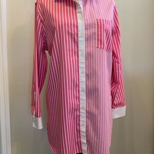 Chico's Pink and White No-iron Striped Shirt